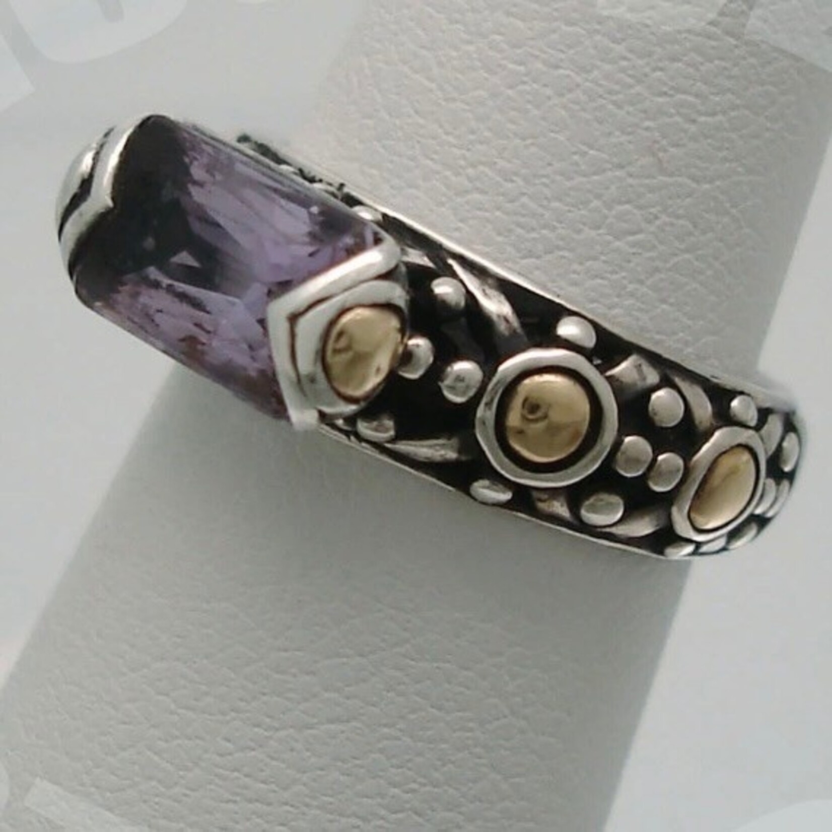 18K Yellow Gold Sterling Silver John Hardy Amethyst Ring