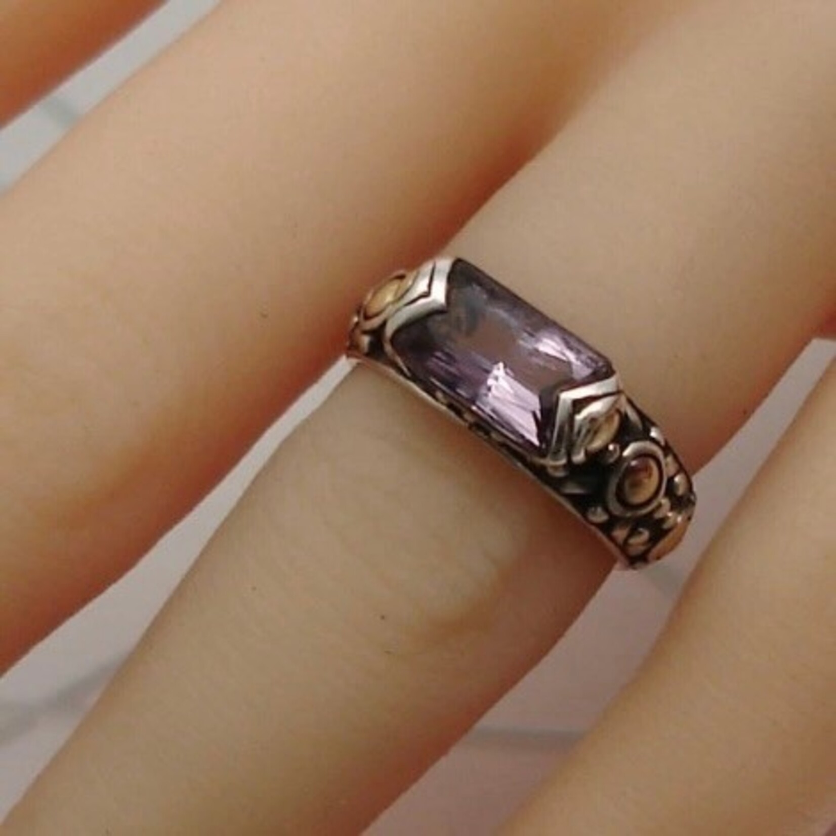 18K Yellow Gold Sterling Silver John Hardy Amethyst Ring
