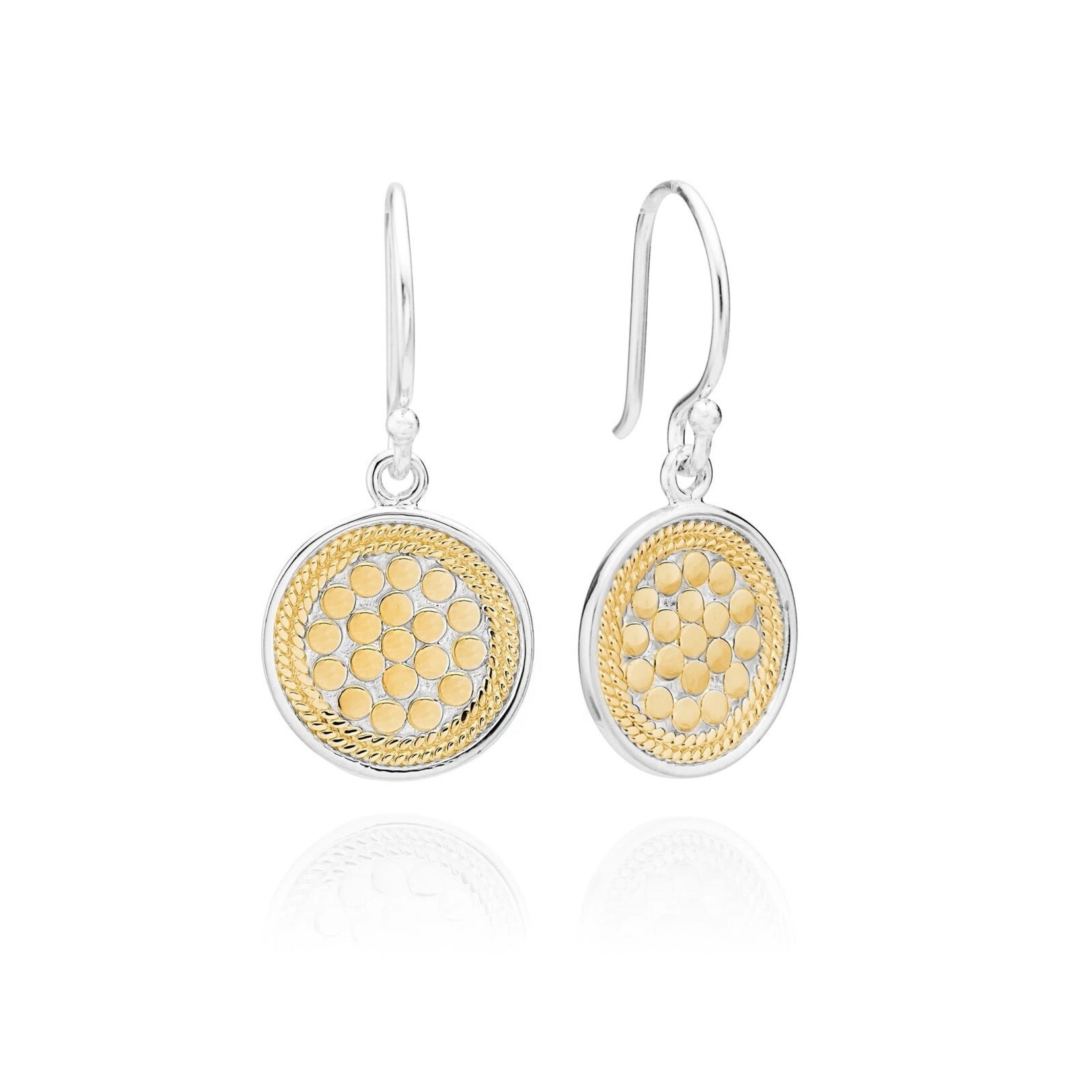 Sterling Silver & 18K Yellow Gold Overlay Medium Disc Drop Earrings
