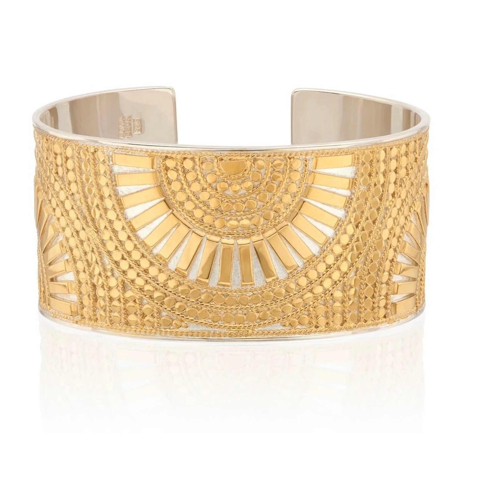 Sterling Silver & 18K Yellow Gold Overlay  Mosaic Cuff