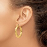 14K Yellow Gold Large Polished Tube Hoop Earrings