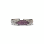 Sterling Silver Pink Sapphire Cable Cuff Bracelet