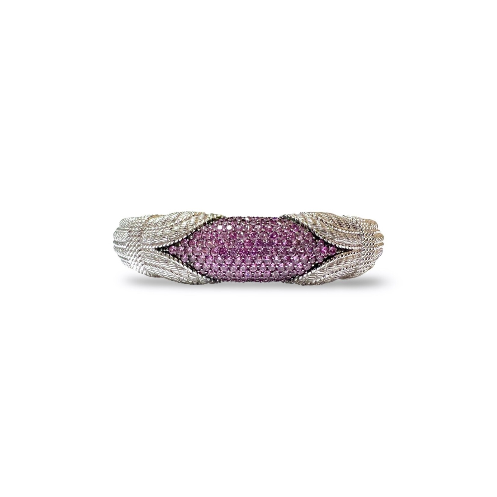 Sterling Silver Pink Sapphire Cable Cuff Bracelet