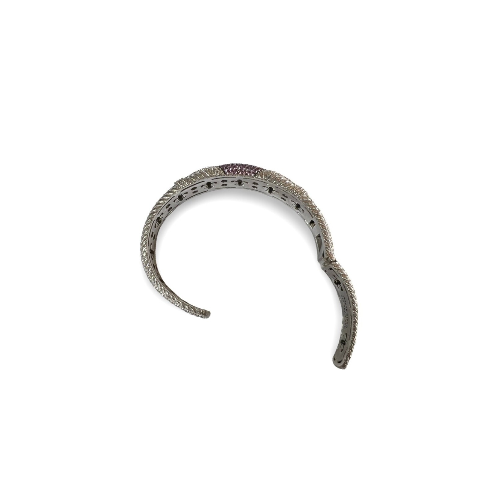 Sterling Silver Pink Sapphire Cable Cuff Bracelet