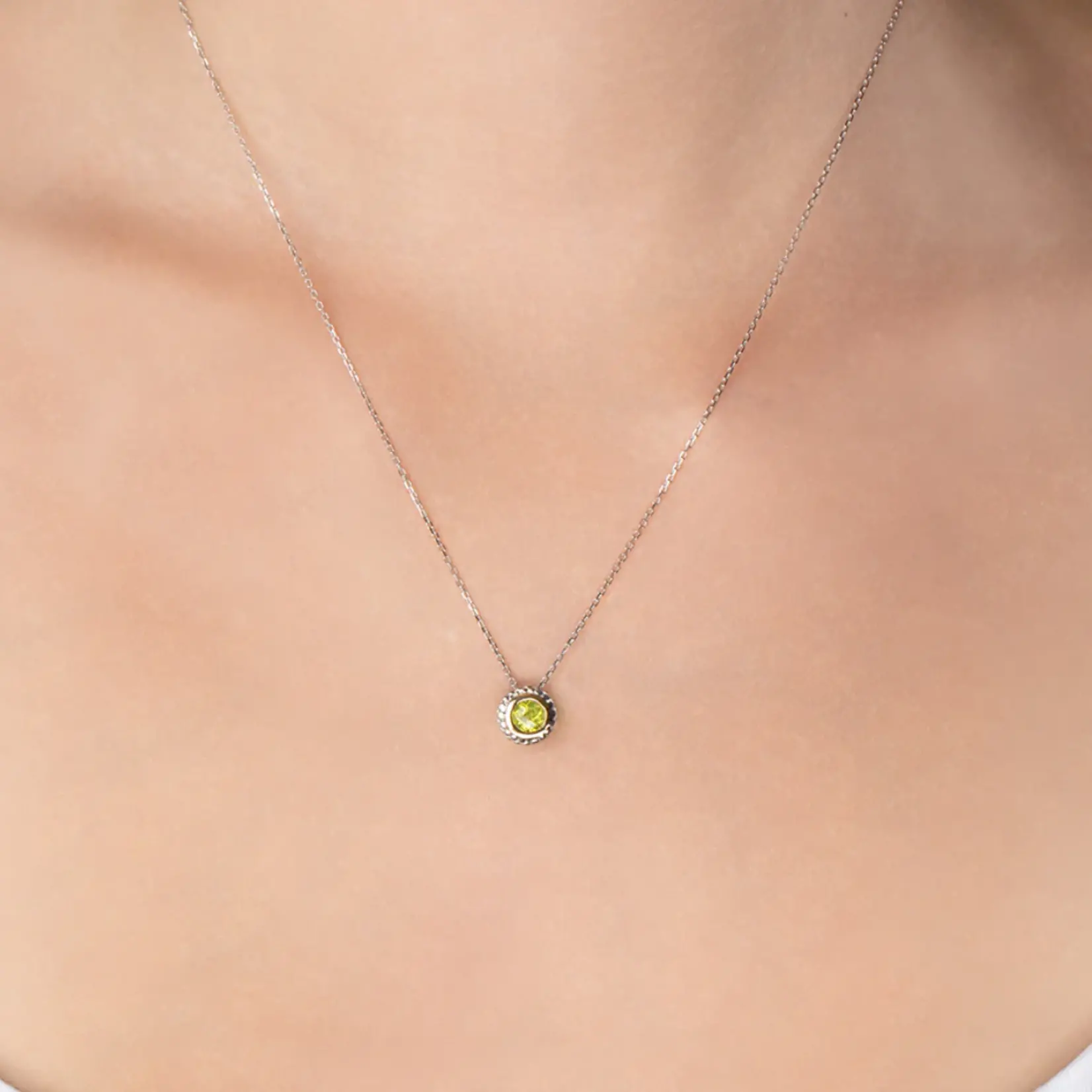 Sterling Silver & 18K Yellow Gold Peridot Pendant