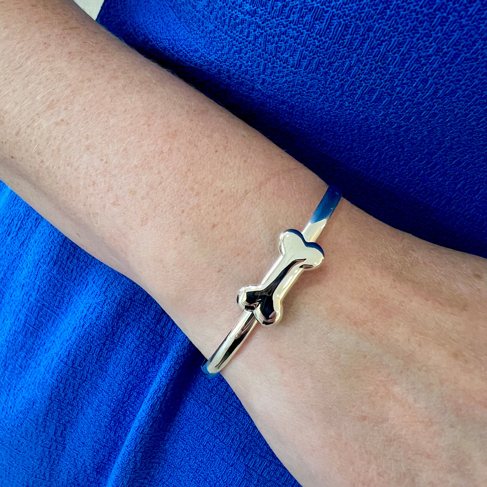 Sterling Silver Dog Bone Bangle Bracelet