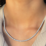 14K White Gold 7 1/3 Carat Lab Diamond Tennis Necklace