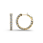14K Yellow Gold 2 1/2 Carat Lab Diamond Round Medium Hoop Earrings