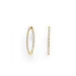 14K Yellow Gold 1 Carat Lab Diamond Medium Oval Hoop Earrings