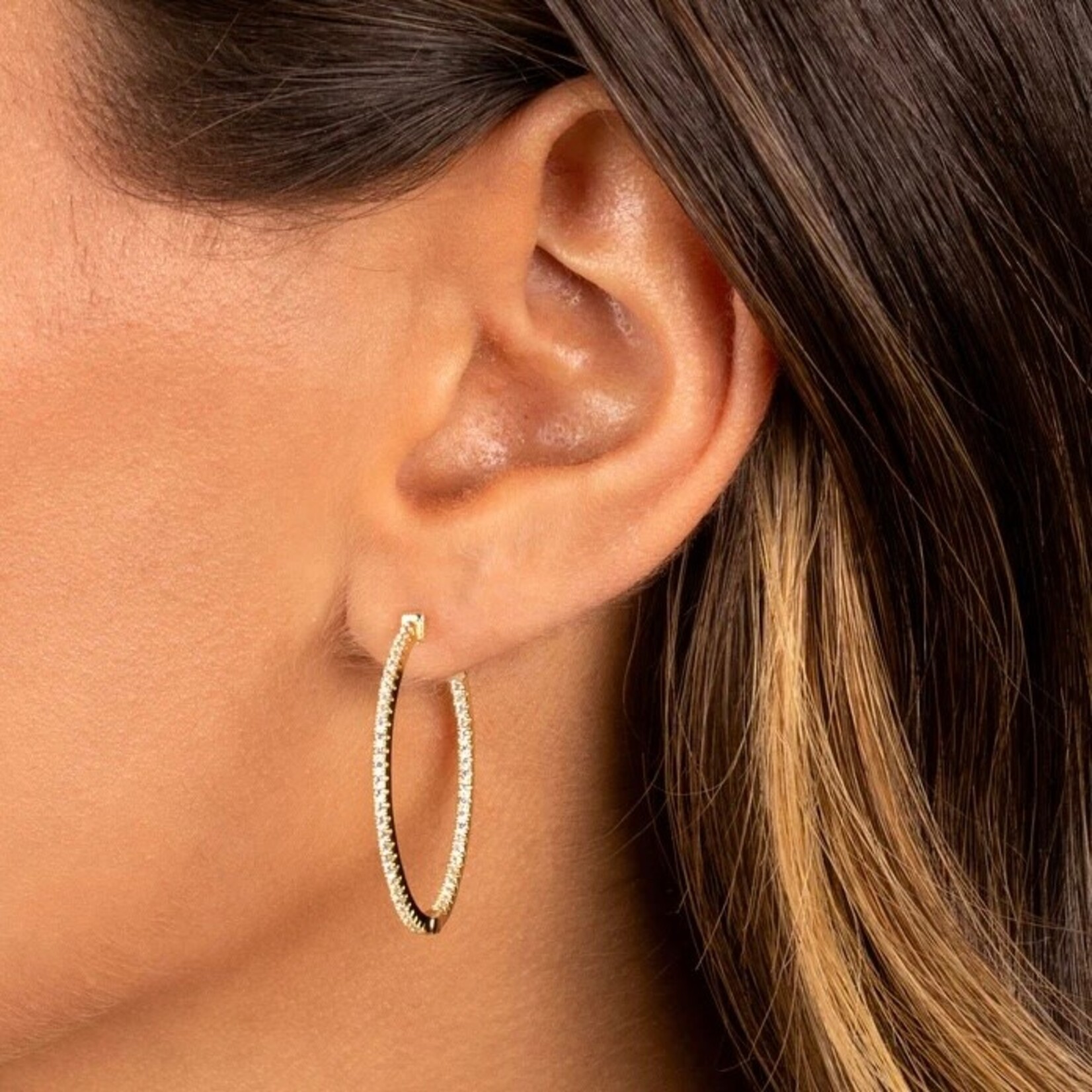 14K Yellow Gold 1 Carat Lab Diamond Medium Oval Hoop Earrings