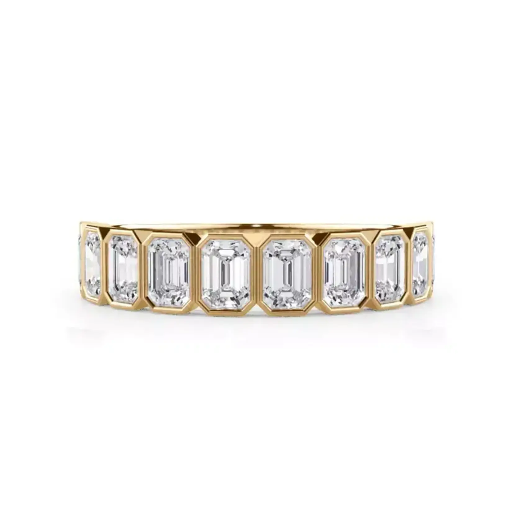 14K Yellow Gold Emerald Cut Diamond Semi Eternity Band
