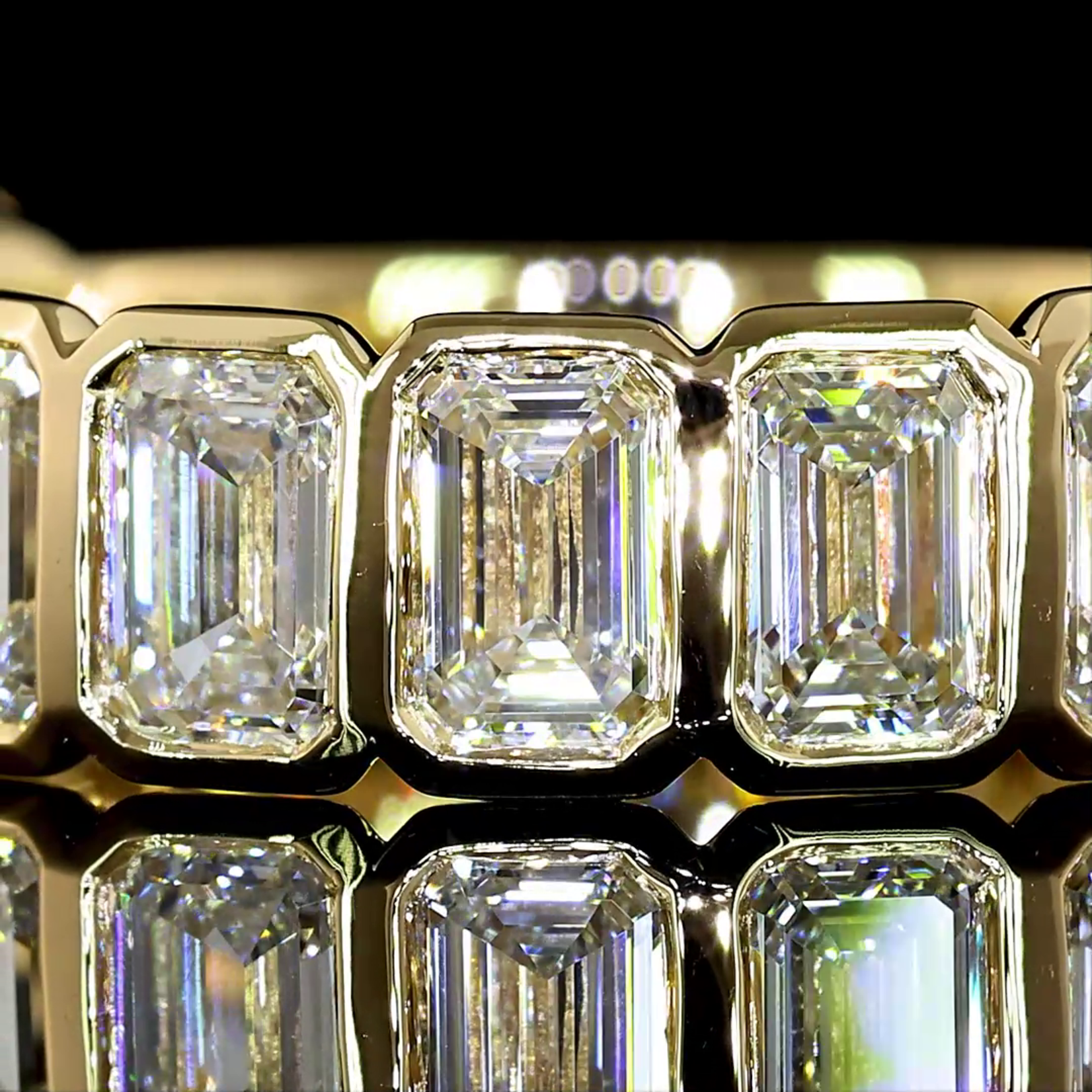 14K Yellow Gold Emerald Cut Diamond Semi Eternity Band