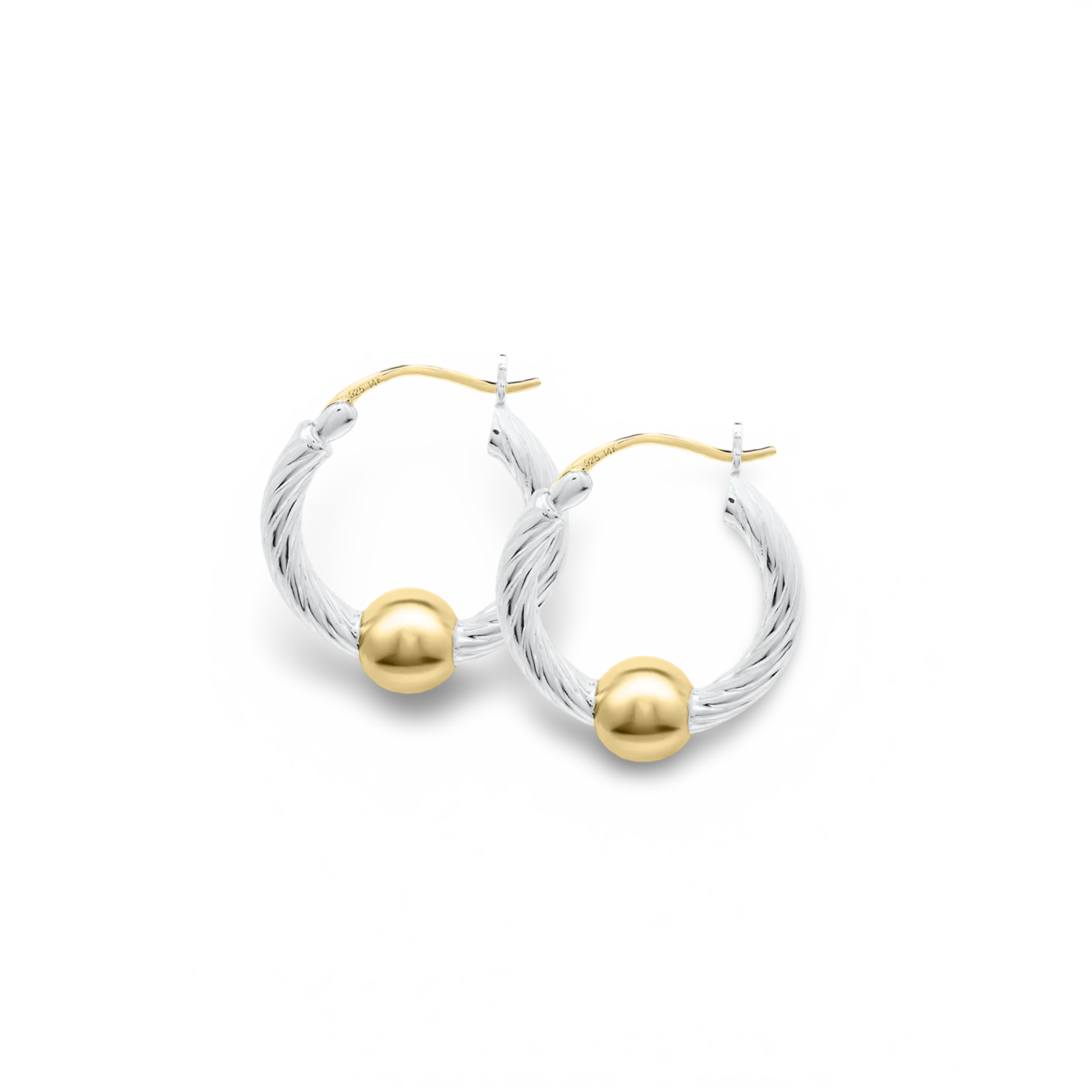 Sterling Silver & 14K Gold Cape Cod Medium Twisted Hoop Earrings