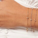 14K Yellow Gold Star Diamond Bezel and Beaded Bracelet