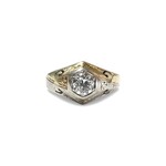 14K Gold Gents Vintage Hexagon Diamond Ring