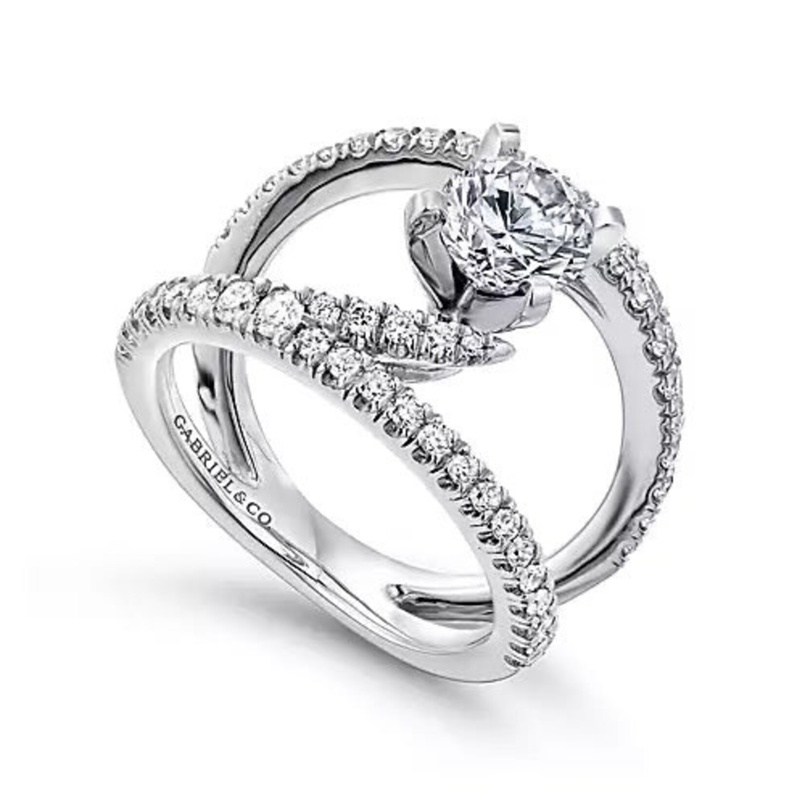 14K White Gold Nova Abstract Diamond Ring by Gabriel & Co.