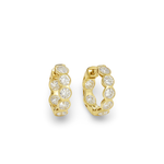 14K Yellow Gold Bezel Set Diamond Huggie Earrings