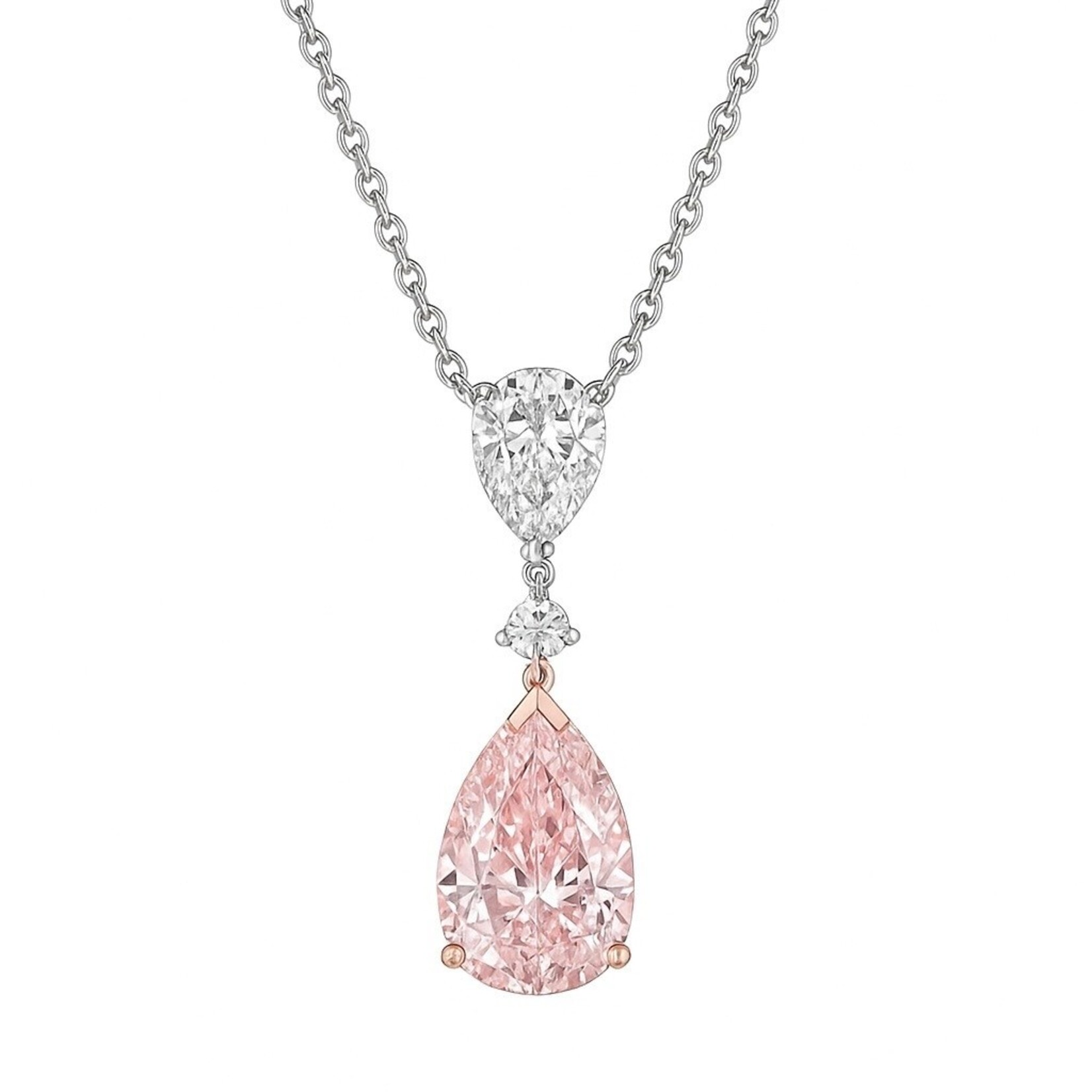 14K White & Rose Gold Fancy Pink Diamond Pendant