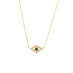 14K Yellow Gold Sapphire & Diamond Evil Eye Pendant