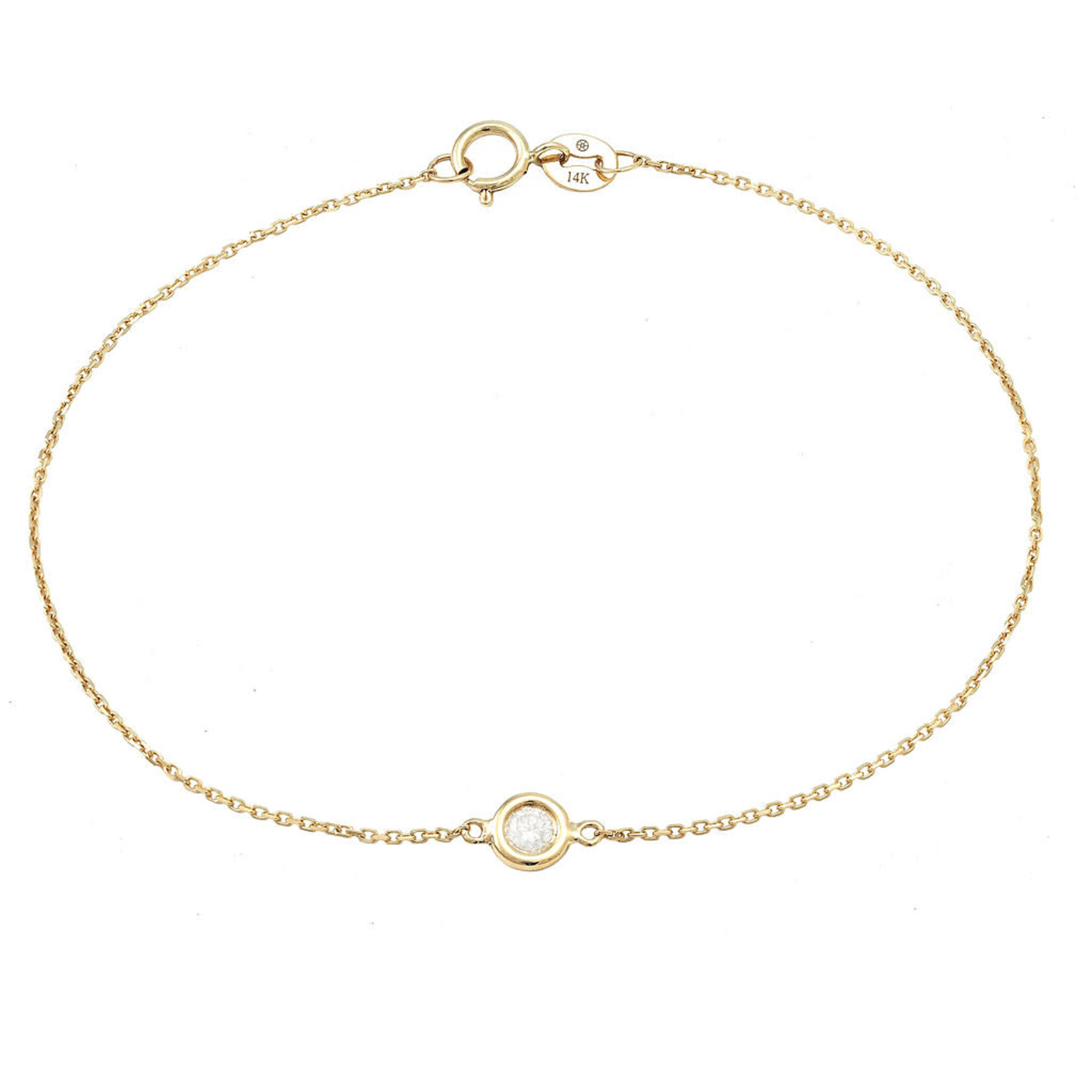 14K Yellow Gold Diamond Bezel Solitaire Bracelet