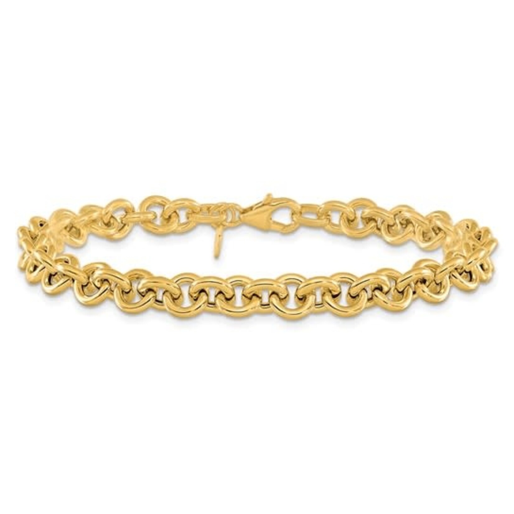 14K Yellow Gold Fancy Polished Rolo Link Bracelet