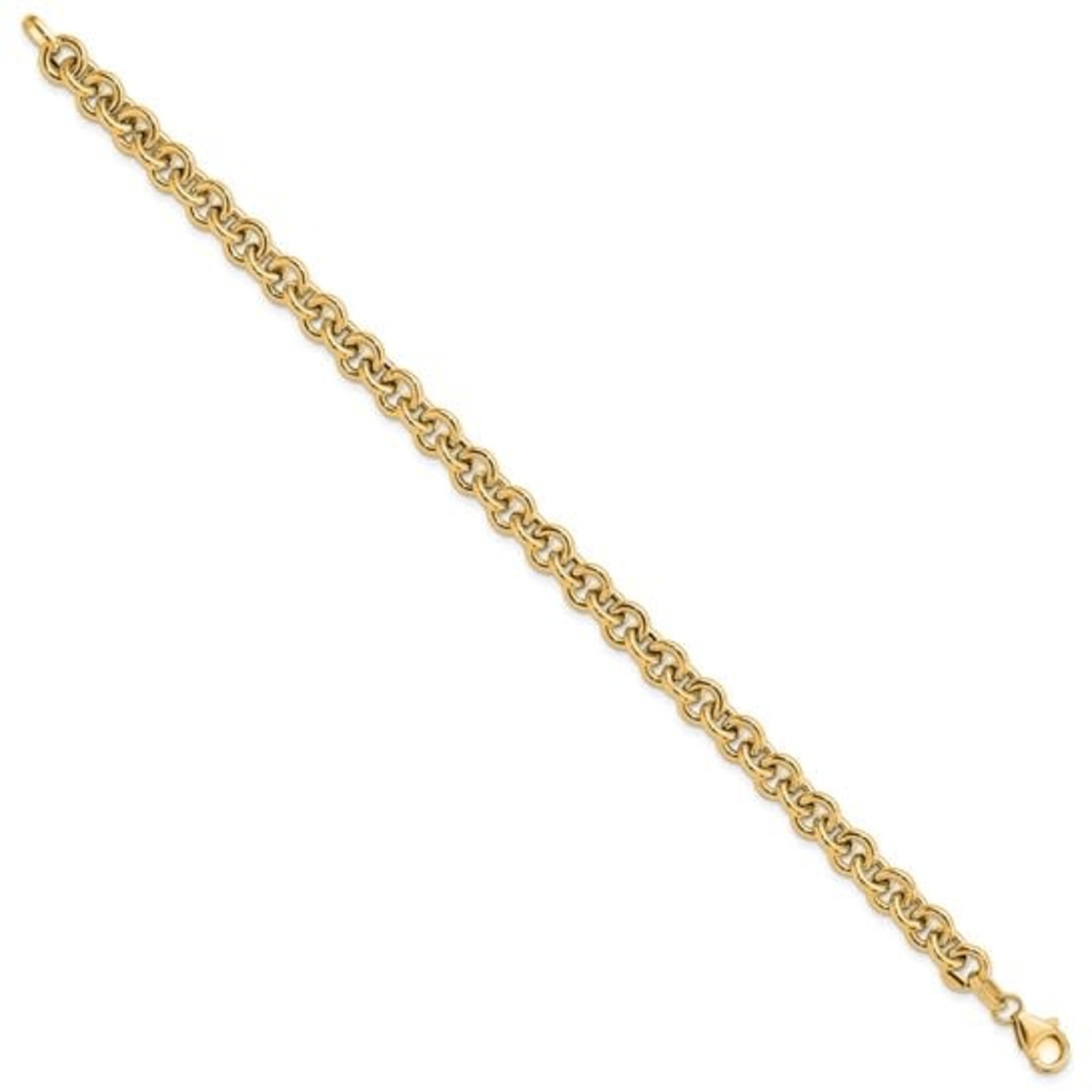 14K Yellow Gold Fancy Polished Rolo Link Bracelet