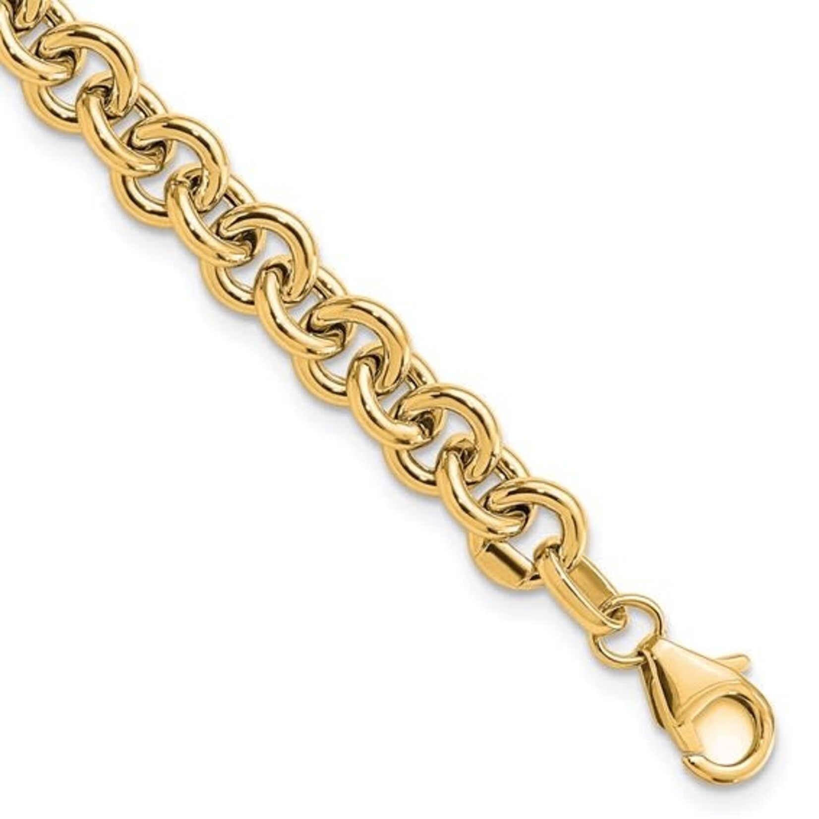 14K Yellow Gold Fancy Polished Rolo Link Bracelet