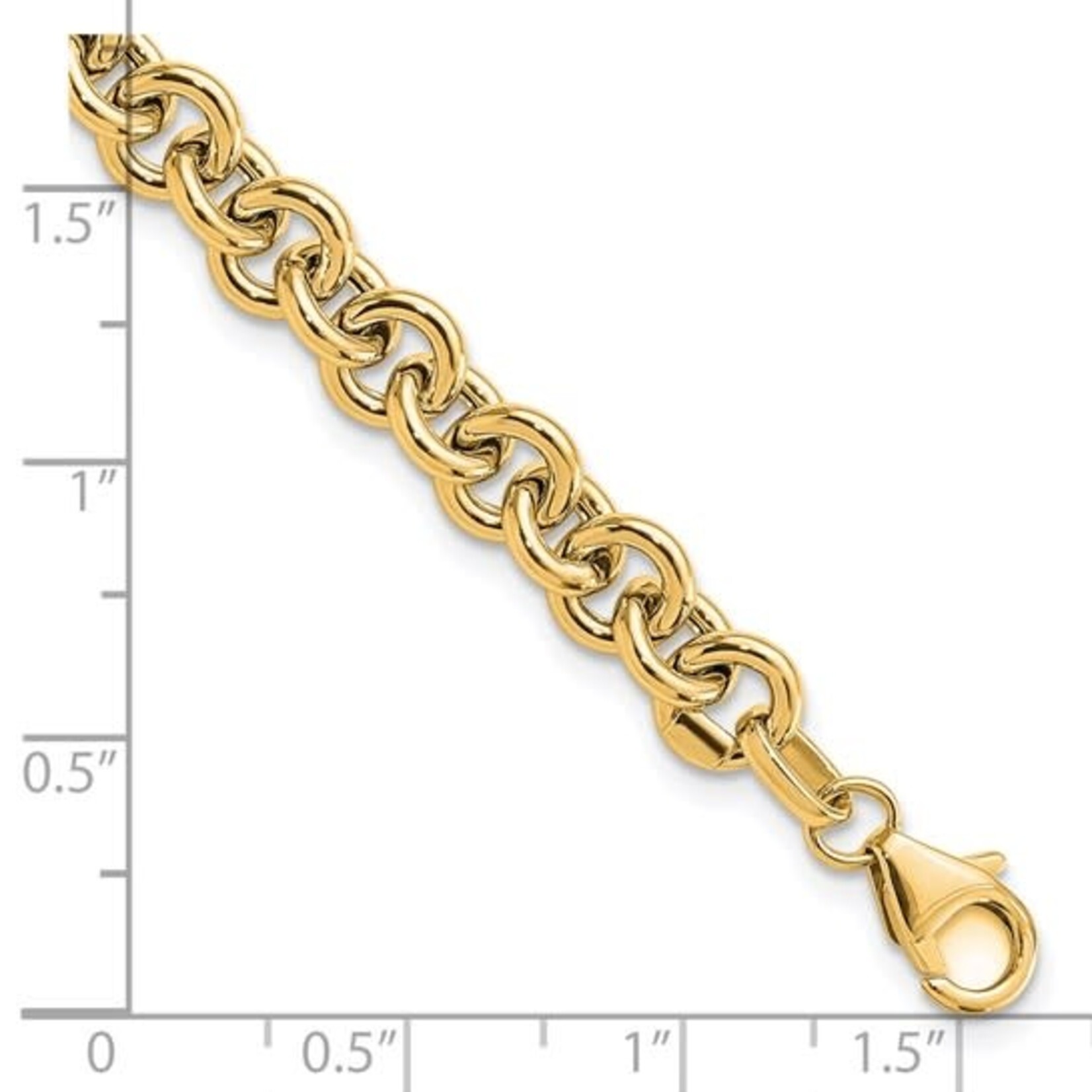 14K Yellow Gold Fancy Polished Rolo Link Bracelet