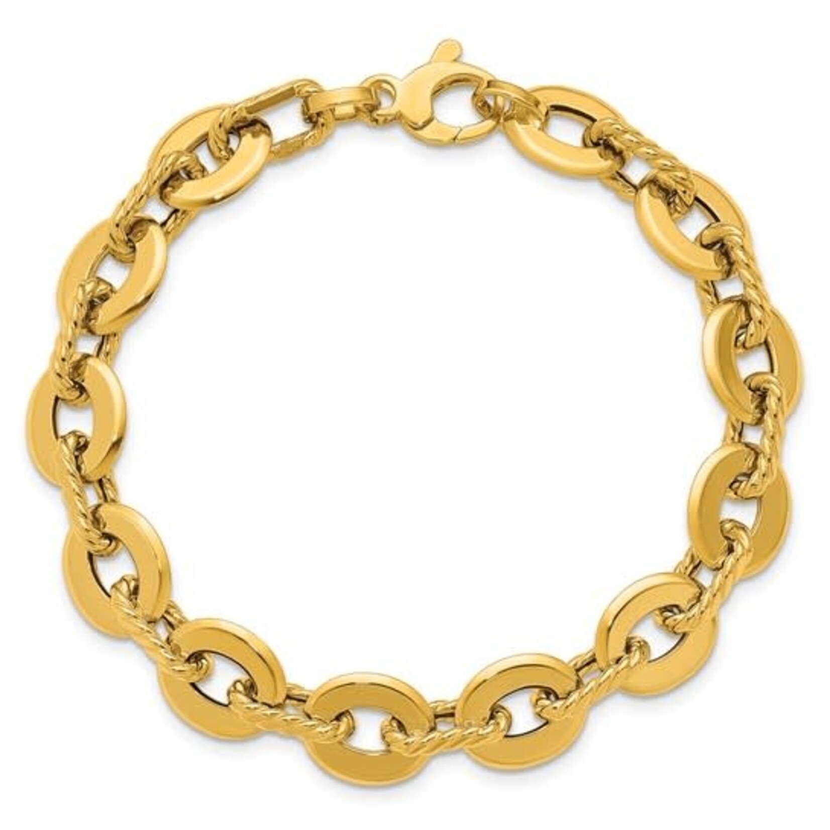 14K Yellow Gold Oval Cable Link Bracelet