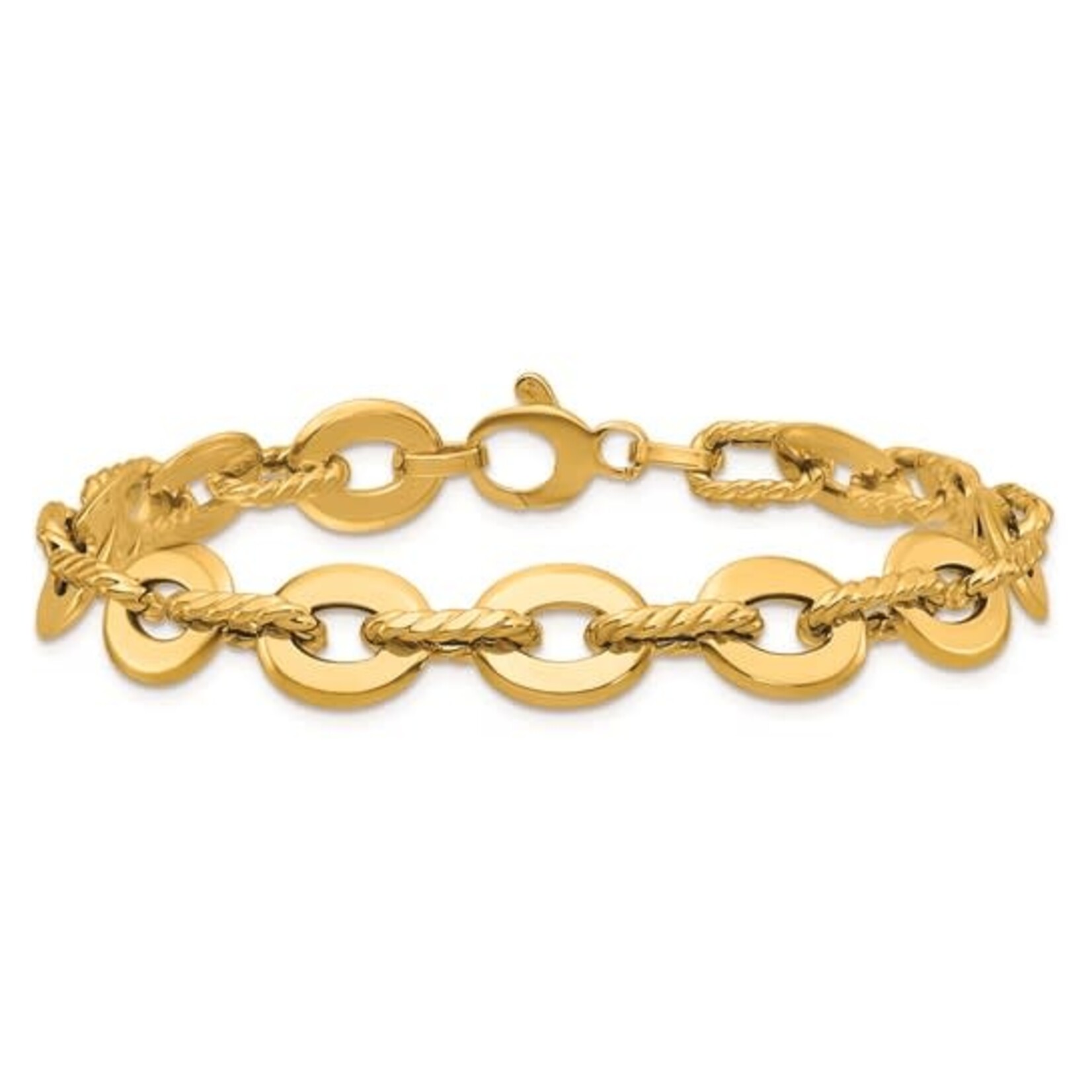 14K Yellow Gold Oval Cable Link Bracelet
