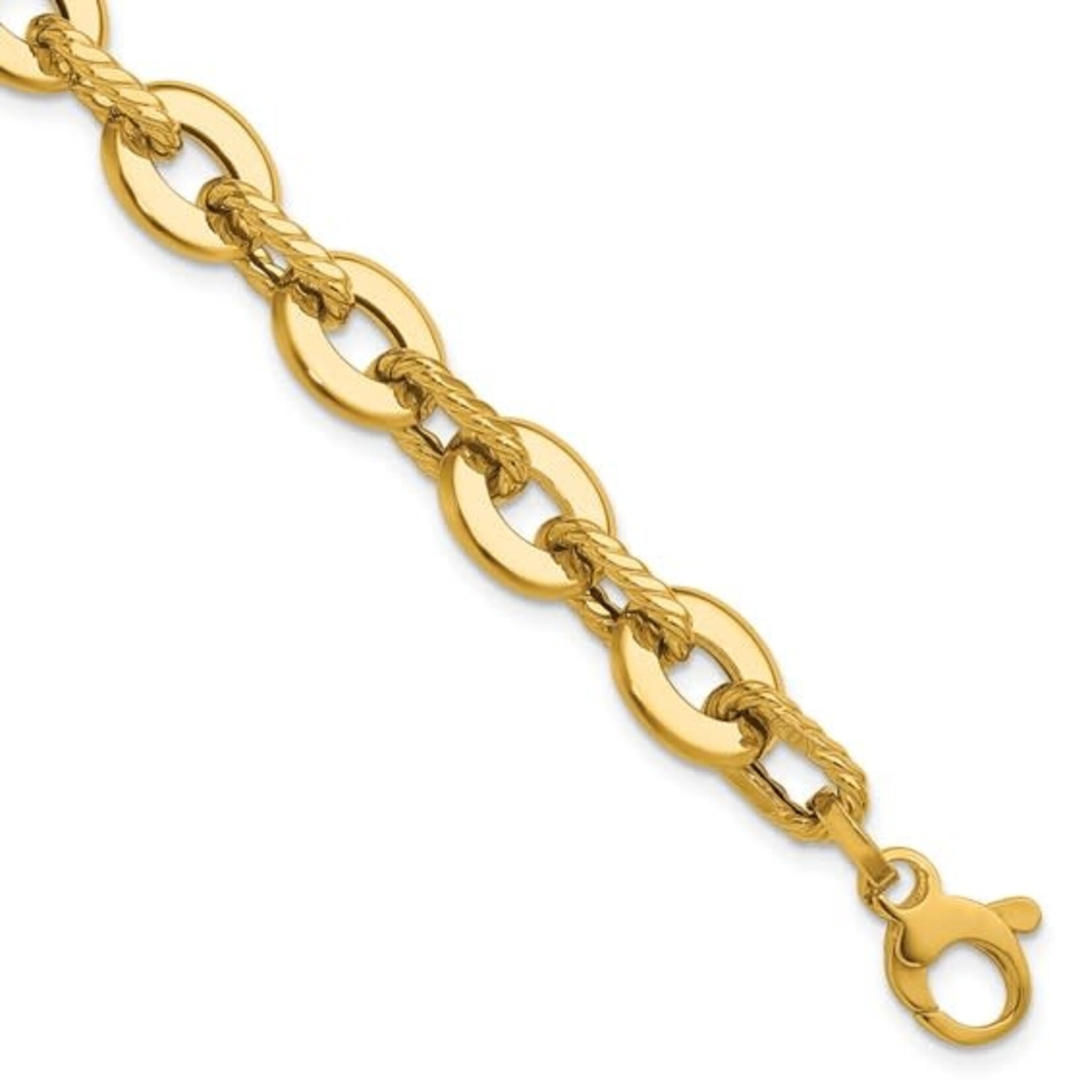 14K Yellow Gold Oval Cable Link Bracelet