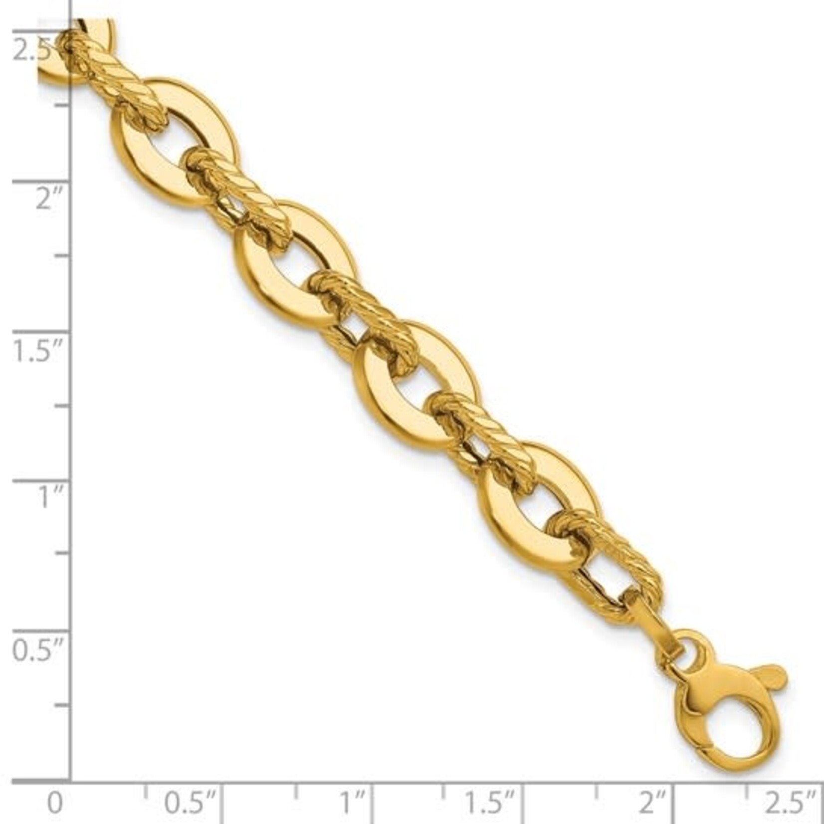 14K Yellow Gold Oval Cable Link Bracelet
