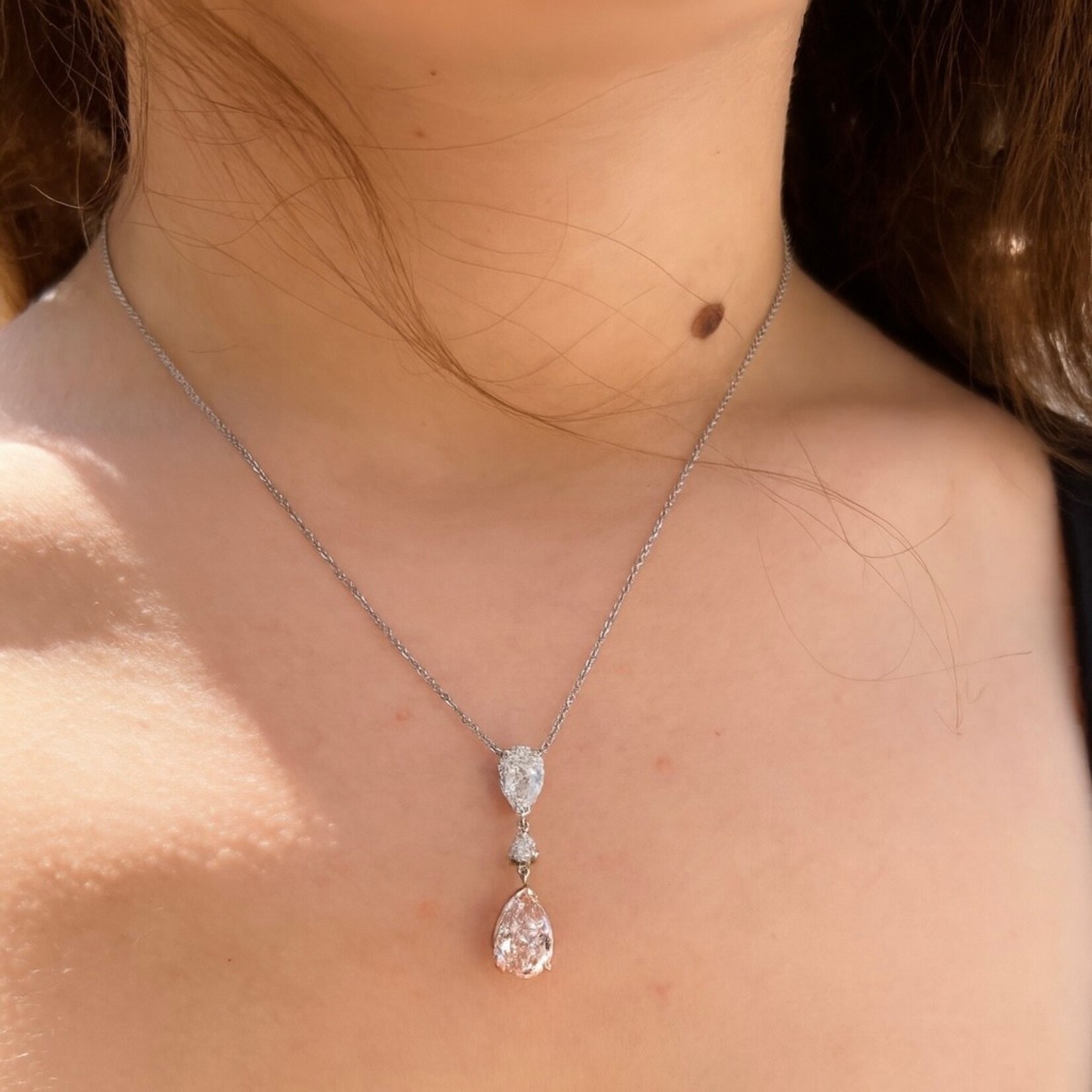 14K White & Rose Gold Fancy Pink Diamond Pendant