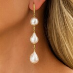 18K Yellow Gold South Sea & Diamond Drop Earrings