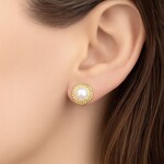 14K Yellow Gold Pearl Clip On Stud Earrings