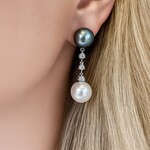 14K White Gold South Sea, Tahitian Pearl & Diamond Drop Earrings