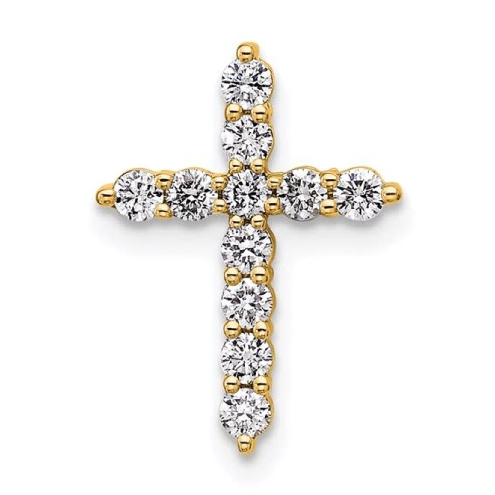 14K Yellow Gold Petite 1/3 Carat Diamond Cross Pendant