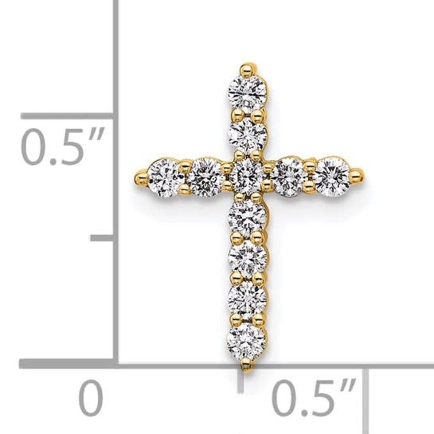 14K Yellow Gold Petite 1/3 Carat Diamond Cross Pendant