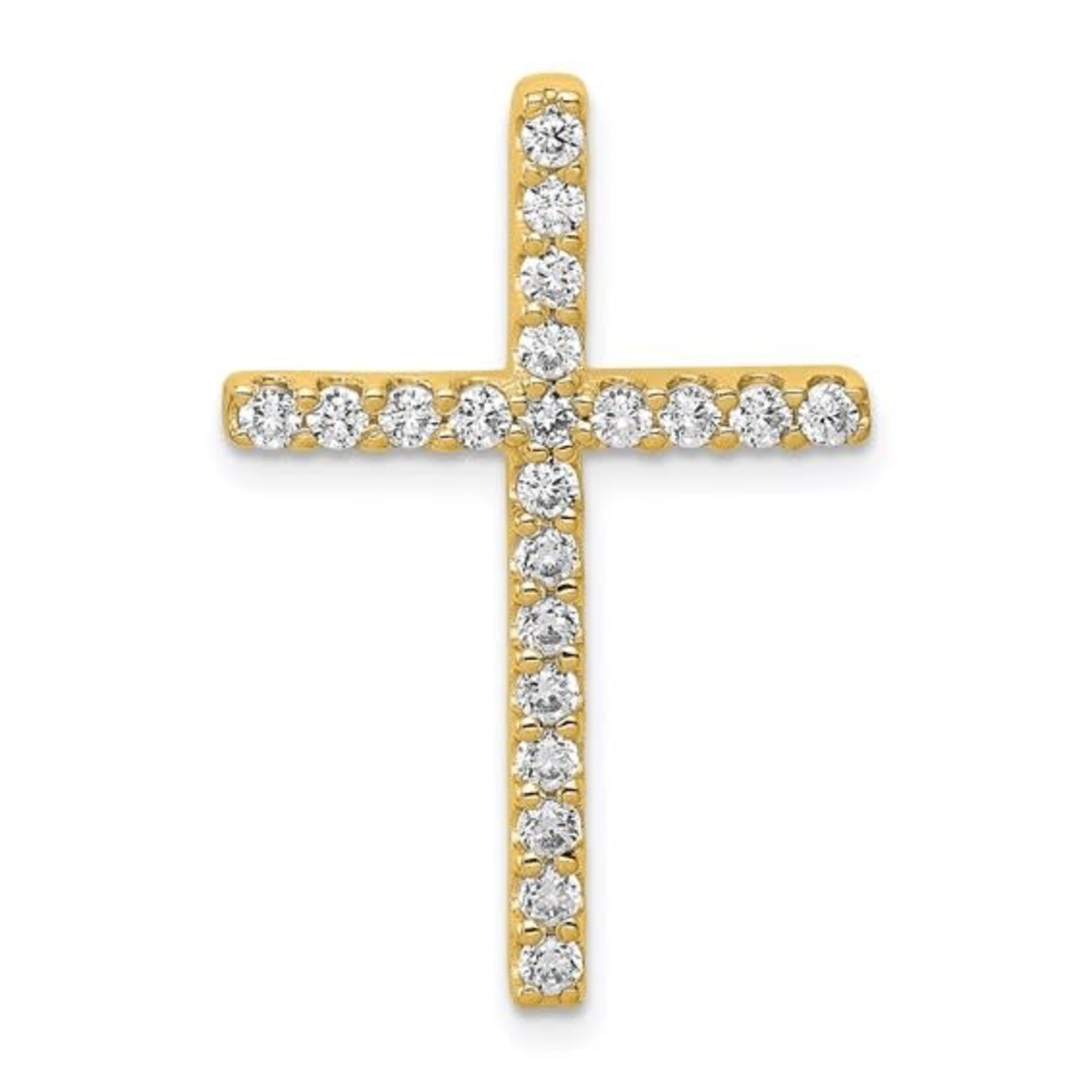 14K Yellow Gold Linnear 1/2 Carat Diamond Cross Pendant