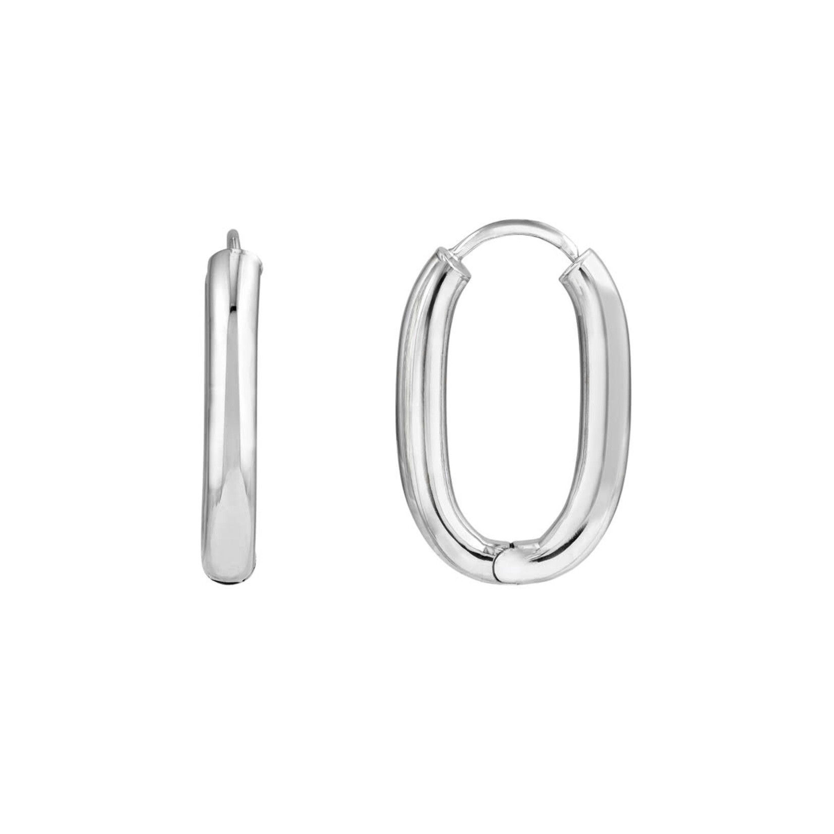 Sterling Silver Solid Oval Hoop Earrings