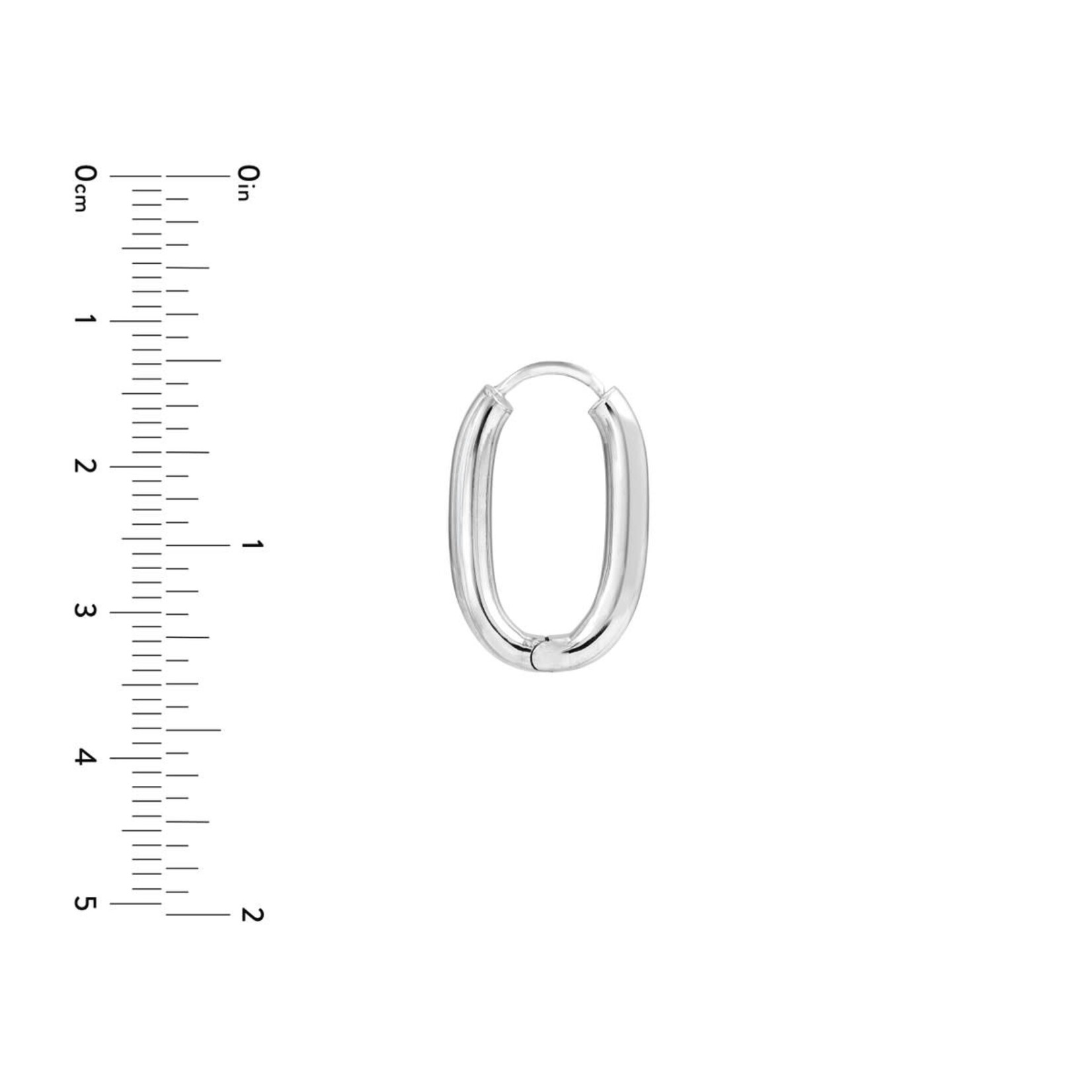 Sterling Silver Solid Oval Hoop Earrings