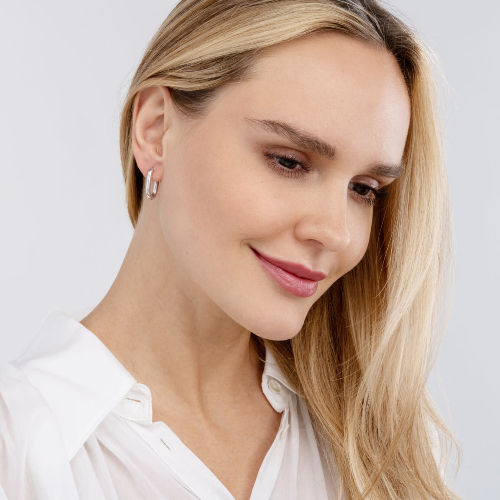 Sterling Silver Solid Oval Hoop Earrings