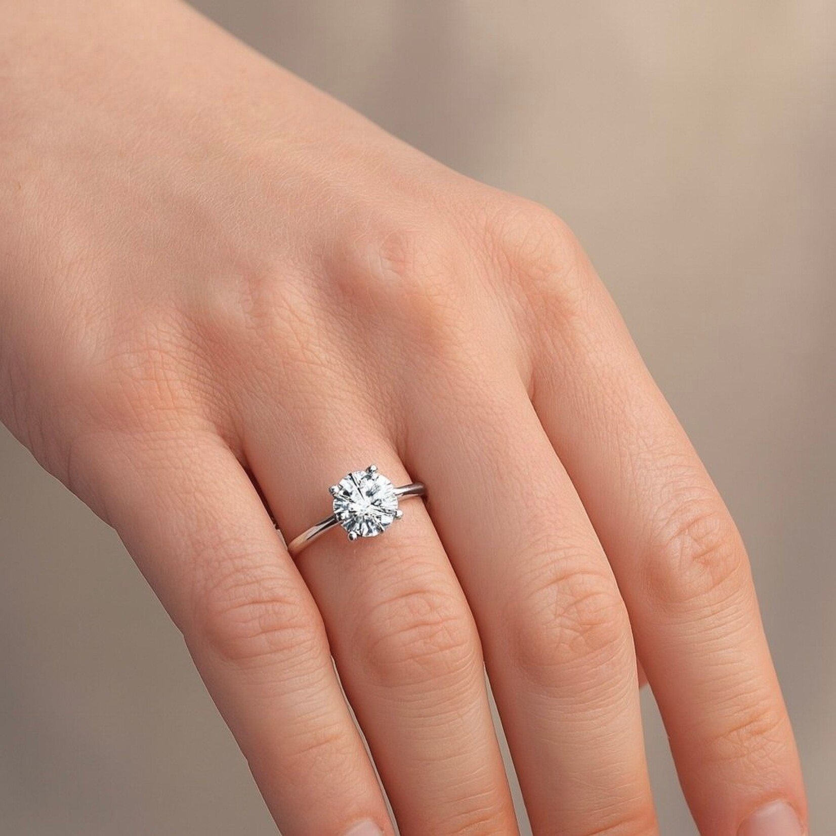 14K White Gold 1.20 Carat Lab Grown Solitaire Engagement Ring