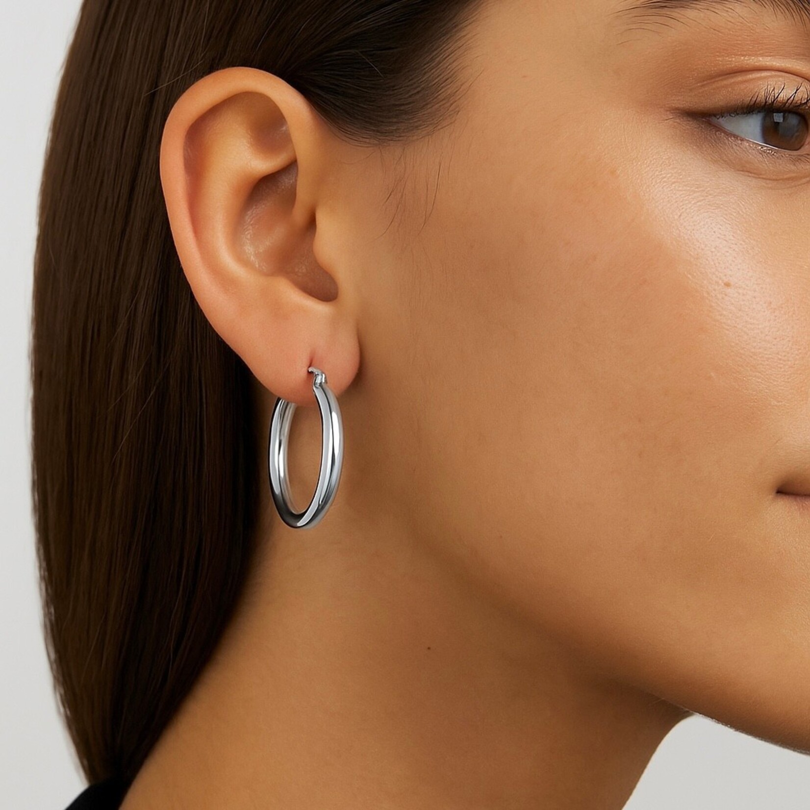 Sterling Silver Tube Hoop Earrings