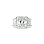 Platinum Three Stone Radiant & Trapezoid Diamond Ring