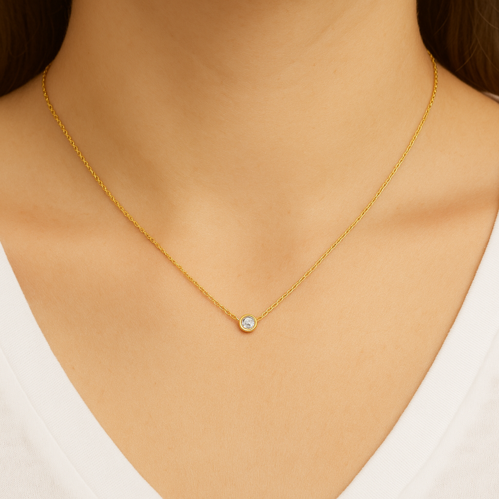 14K Yellow Gold Diamond Bezel Pendant