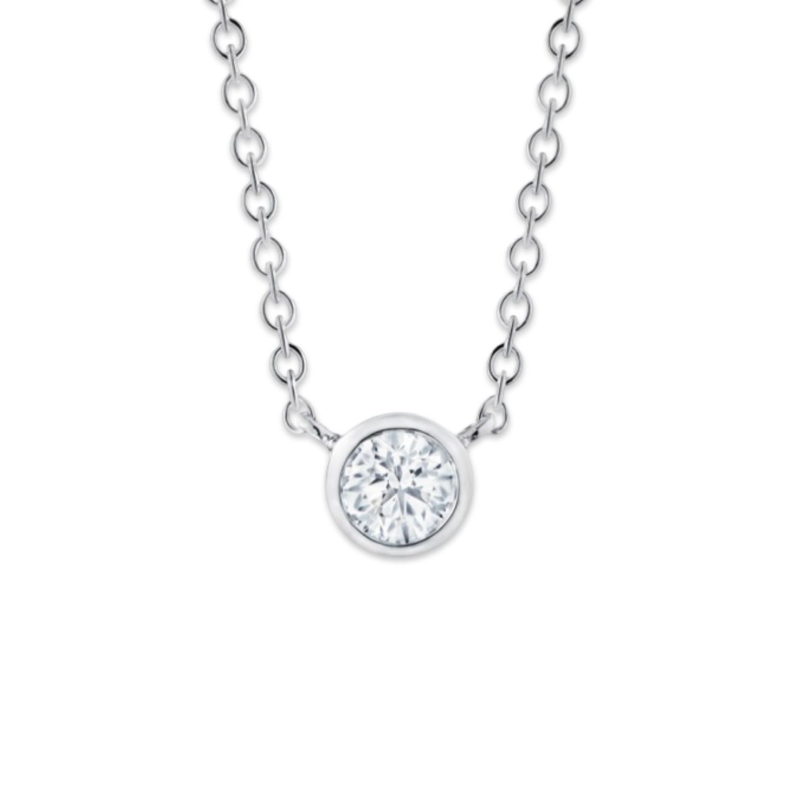 Sterling Silver Diamond Bezel Necklace