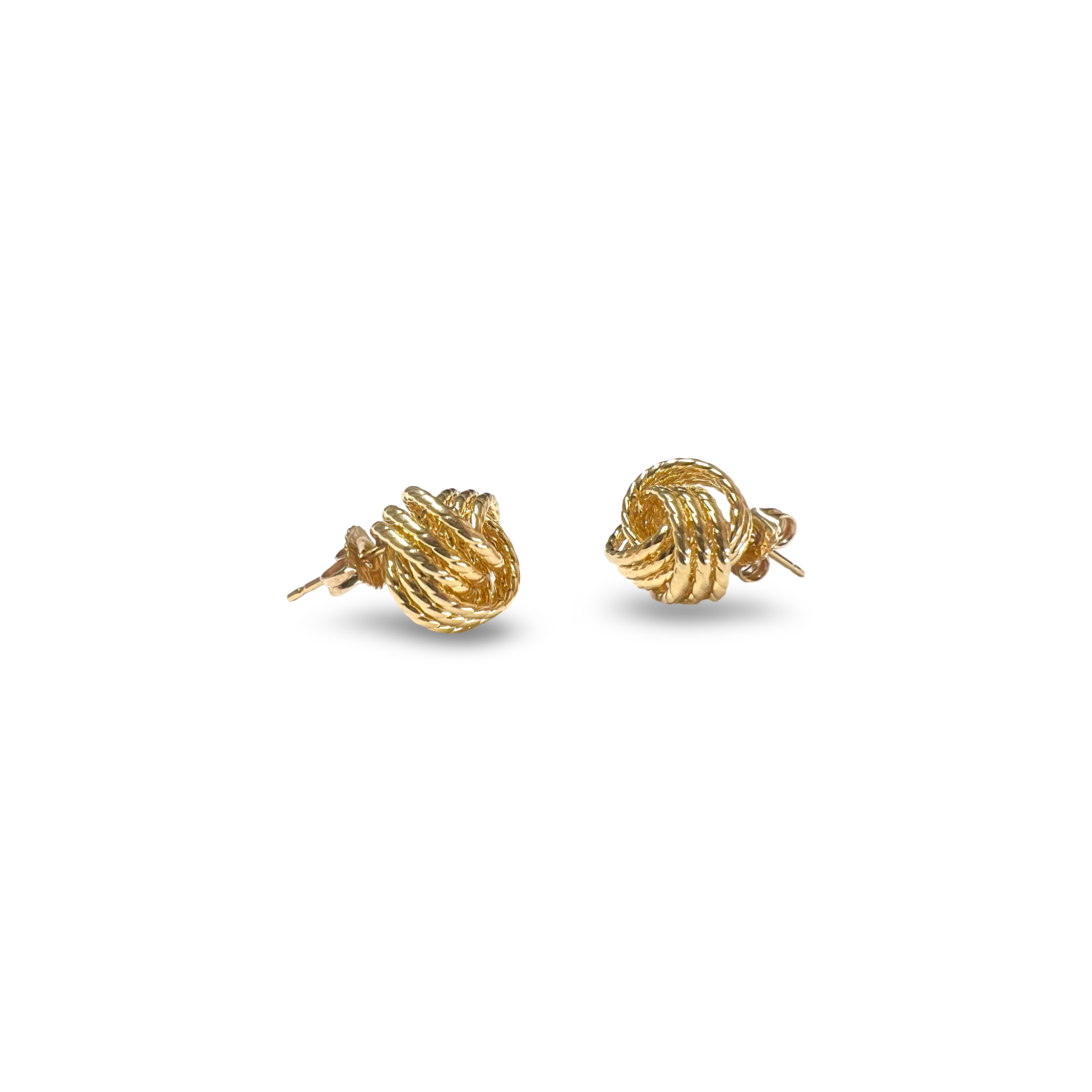 14K Yellow Gold Braided Love Knot Stud Earrings