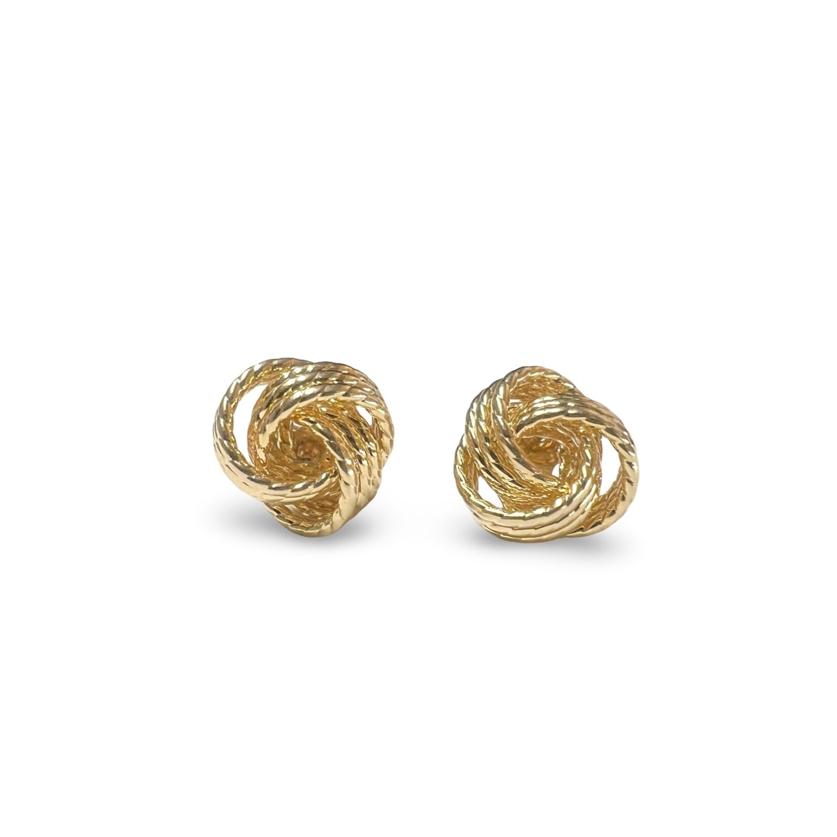 14K Yellow Gold Braided Love Knot Stud Earrings