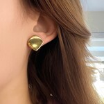 14K Yellow Square Polished Wave Stud Earrings